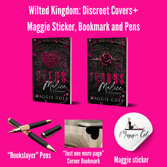 ONLY 3 LEFT: FLASH SALE-Wilted Kingdom: Discreet Covers+ Maggie Sticker, Bookmark and Pens